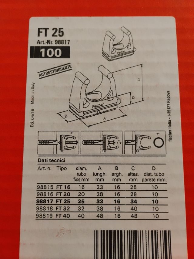 Abrazadera Fischer FT25 (100 unid)