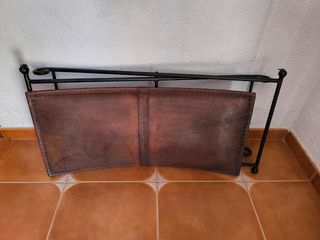 Banqueta piel marrón - Hierro forja