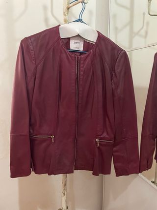 Chaqueta Mango Piel Roja