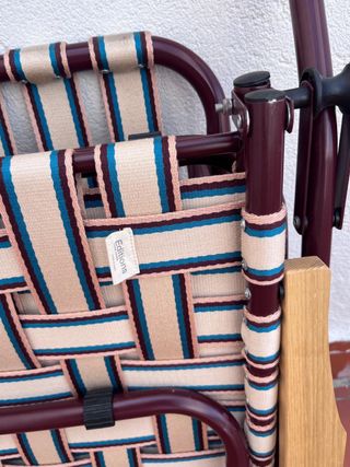 Tumbona plegable terraza - marrón y blanco