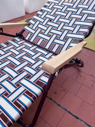 Tumbona plegable terraza - marrón y blanco