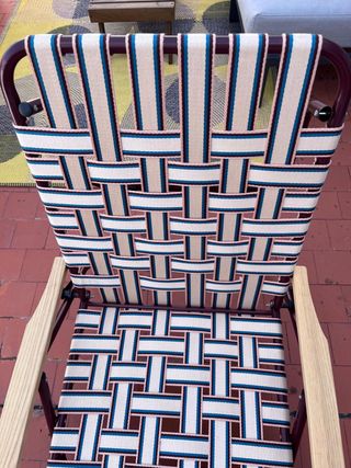 Tumbona plegable terraza - marrón y blanco