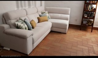 Sofá chaise longue beige