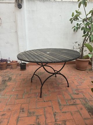 Mesa terraza exterior madera metal