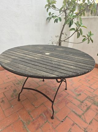 Mesa terraza exterior madera metal