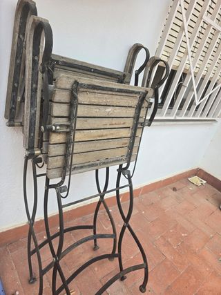 Mesa terraza exterior madera metal
