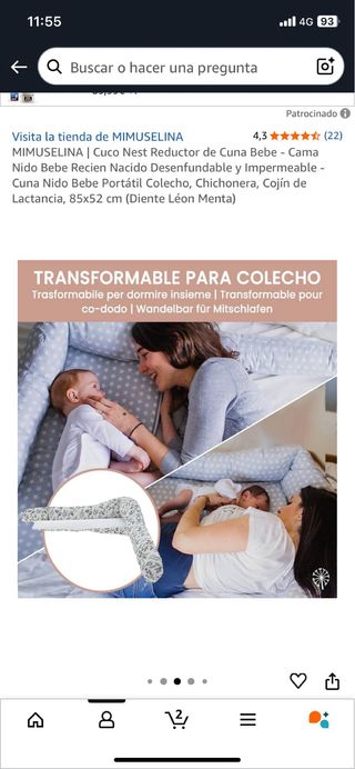 Cuna nido bebé MIMUSELINA 85x52