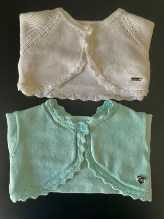 2 Coprispalle neonata, bianco e verde acqua