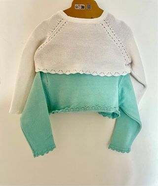 2 Coprispalle neonata, bianco e verde acqua