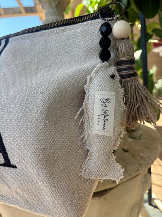 Clutch lino beige XL con iniciales
