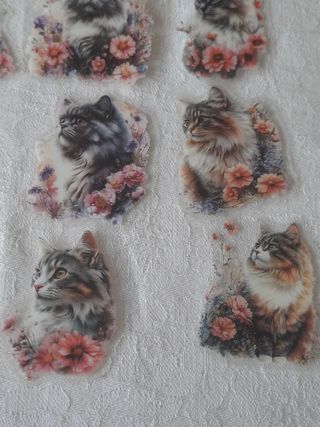 20 Adesivos Gatinhos Flores