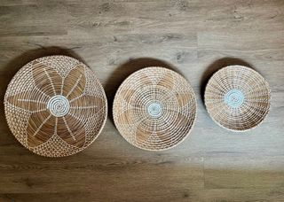 3 Platos decorativos pared junco - Decoración boho