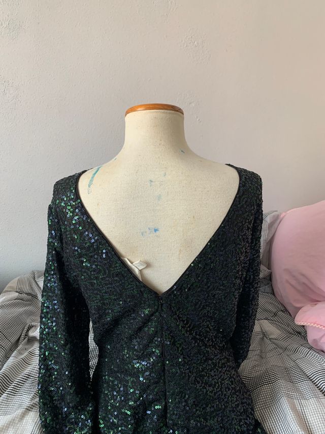 Top lentejuelas verde oscuro