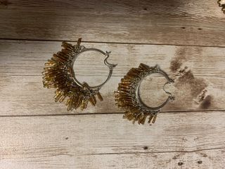 Aros plata con abalorios marrones