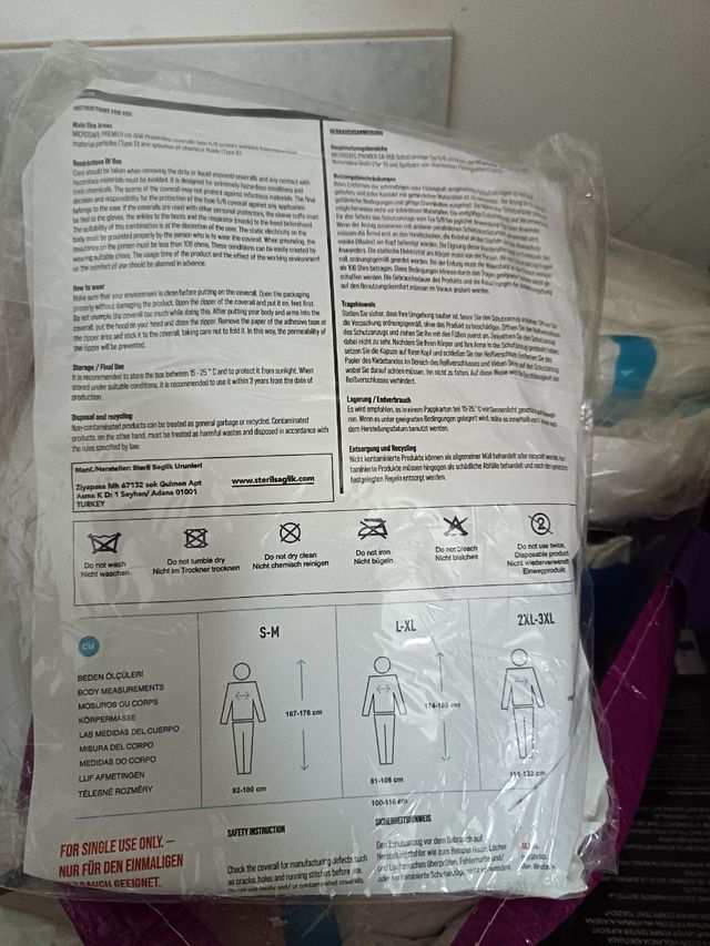 Tute protettive monouso contro agenti chimico-bio