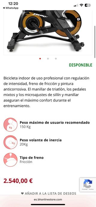 Bicicleta spinning BH Super Duke
