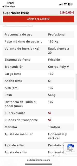 Bicicleta spinning BH Super Duke