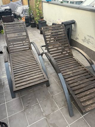 Tumbonas de jardín - Madera y metal