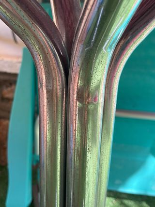 Mesa redonda jardín - cristal, madera, metal