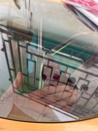 Mesa redonda jardín - cristal, madera, metal