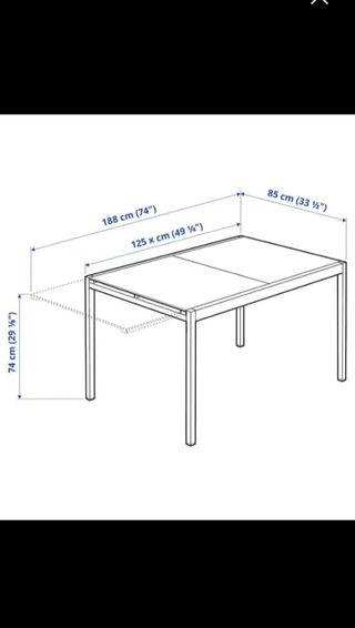 Mesa Extensible GLIVARP IKEA blanca, sin montar