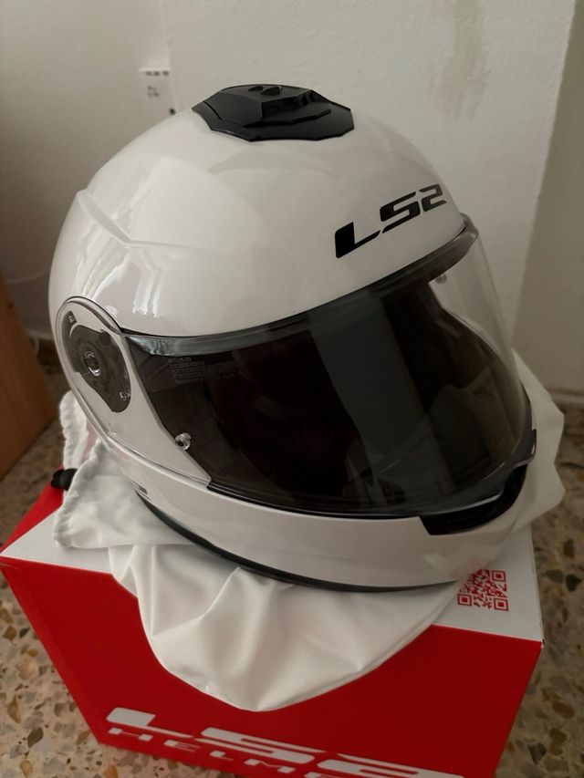 Casco moto LS2 blanco gloss
