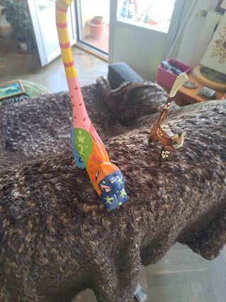 2 Gatos madera pintados a mano