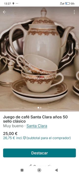 Juego café Santa Clara vintage años 50