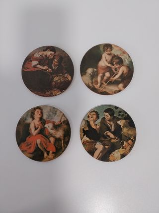 Juego de 4 Posavasos Pinturas Clásicas. Vintage