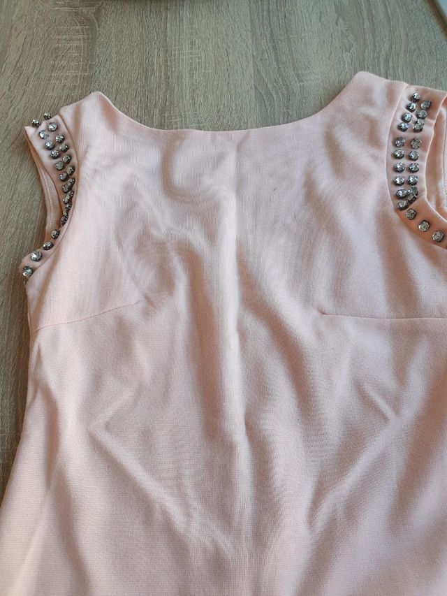 Vestido rosa pedrería - Talla Unica