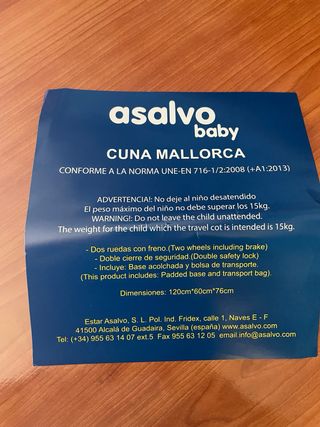 Cuna de viaje asalvo baby mallorca