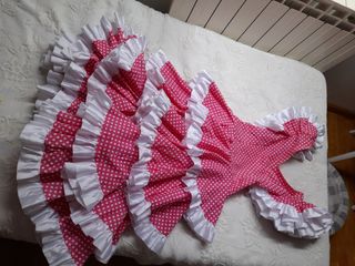 Vestido niña flamenco rosa lunares talla 8.