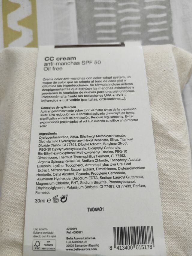 CC Cream Bella Aurora SPF50 - Antimanchas