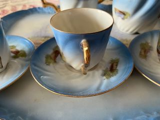 Juego de café porcelana azul