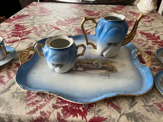 Juego de café porcelana azul