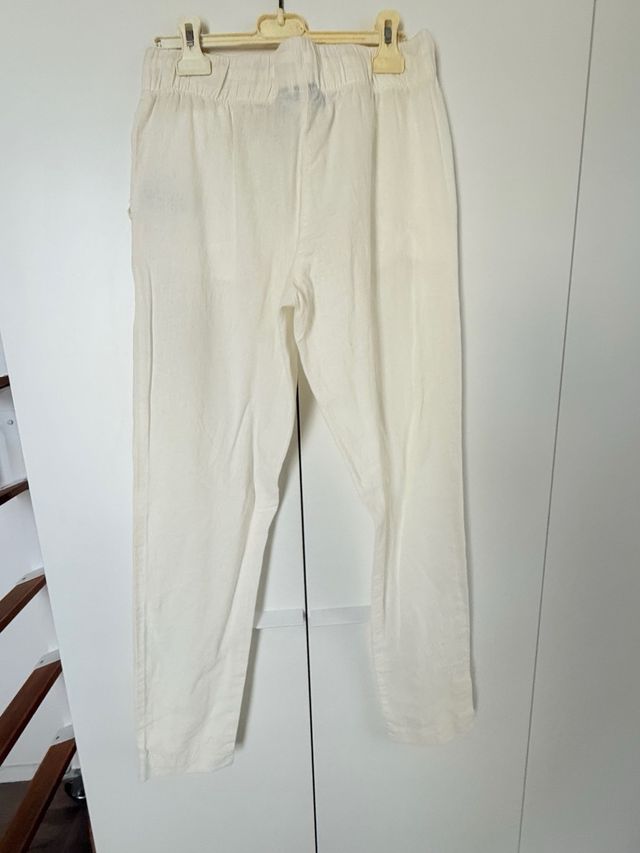 Pantaloni lino bianchi Tg S