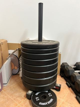 Discos + Soporte de 10, 15, 20 y 25Kg.