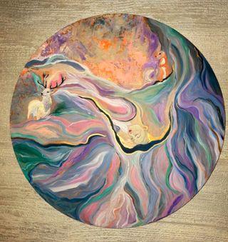 Dipinto acrilico astratto multicolor