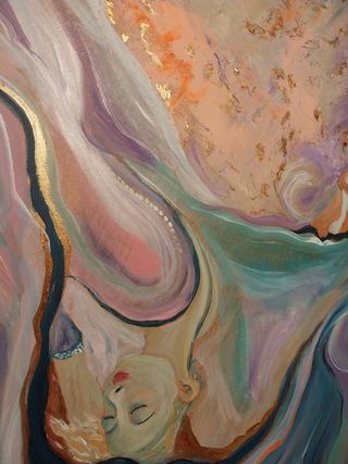 Dipinto acrilico astratto multicolor