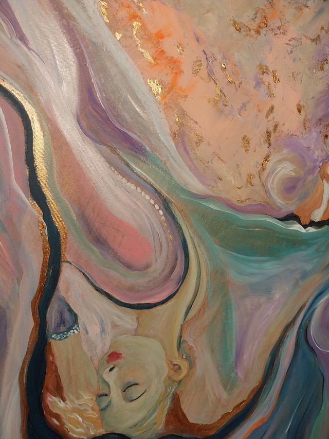 Dipinto acrilico astratto multicolor