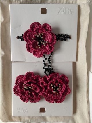 Collar y pendientes Zara - rafia 