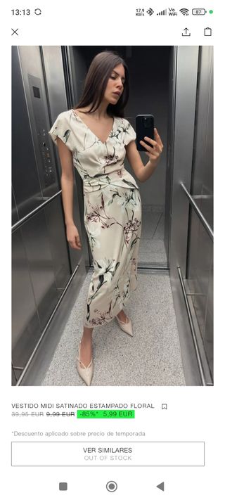 Vestido Zara midi floral XS