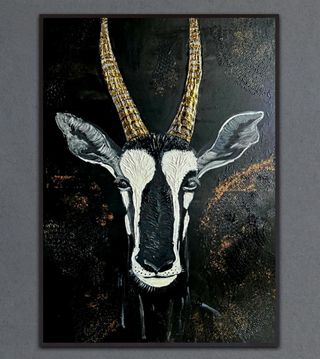 Quadro antilope nero-oro acrilico