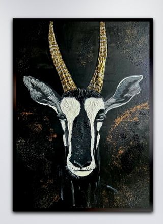 Quadro antilope nero-oro acrilico