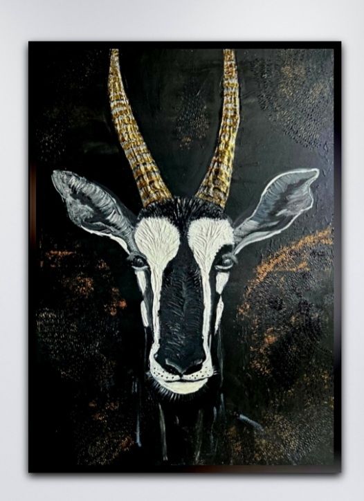 Quadro antilope nero-oro acrilico