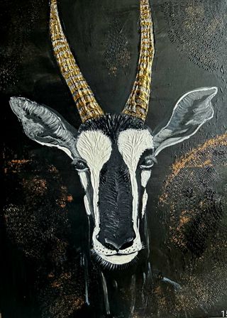 Quadro antilope nero-oro acrilico