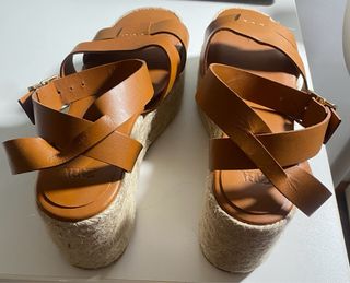 Alpargatas cuña Zara 39 Marrón