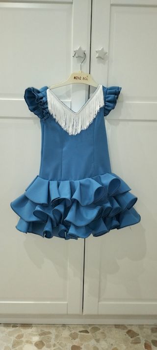 Traje Flamenca niña azul talla 5-6