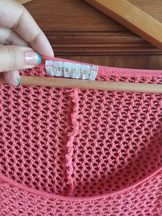 Jersey punto calado color coral