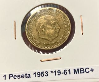 Una 1 peseta 1953 *61  MBC+ Franco España  n° 1720